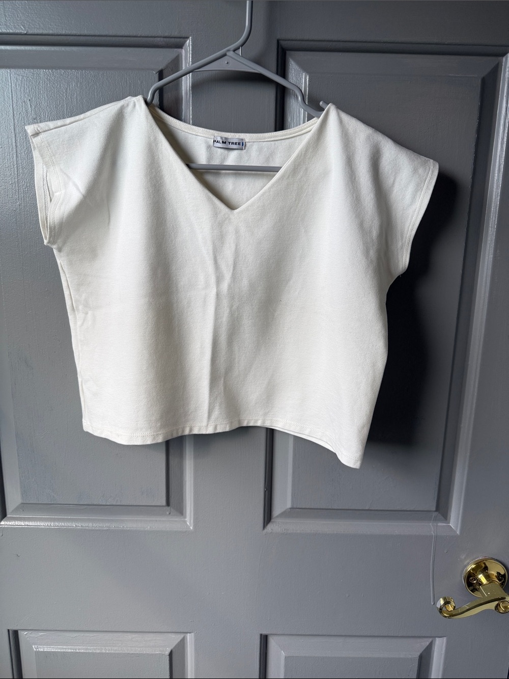 Kids Cream V-Neck Short Sleeve Top